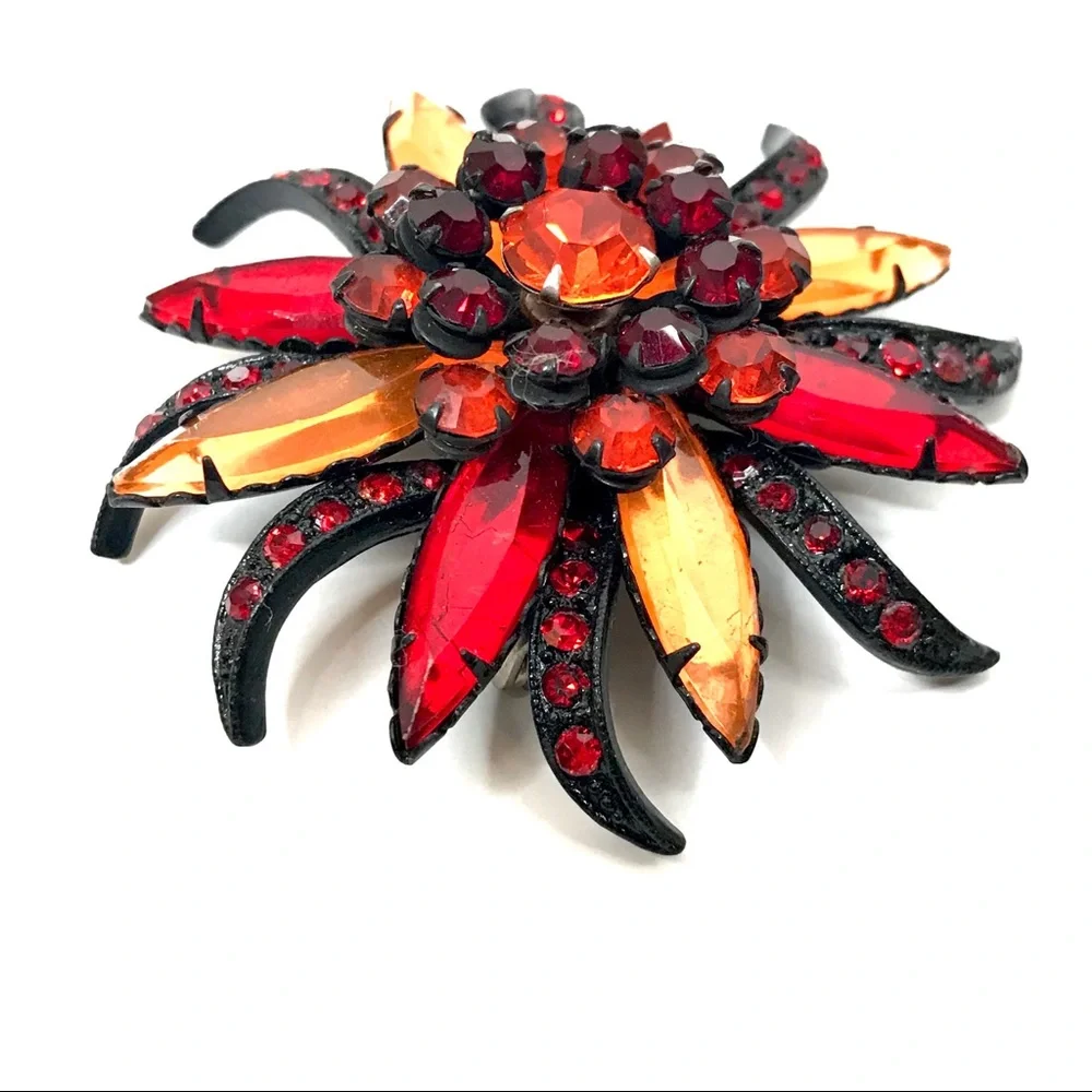 Vintage Large Retro Brooch Sunburst Jewelry Pin